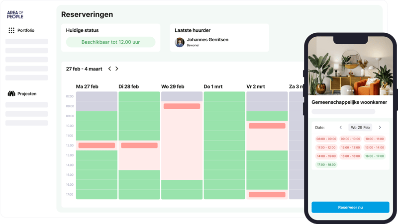Reserveringsmodule op het Area of People platform